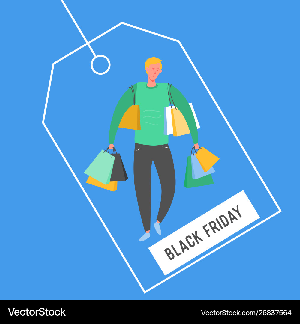Man with shopping bags and presents people Man with shopping bags and presents people vector image