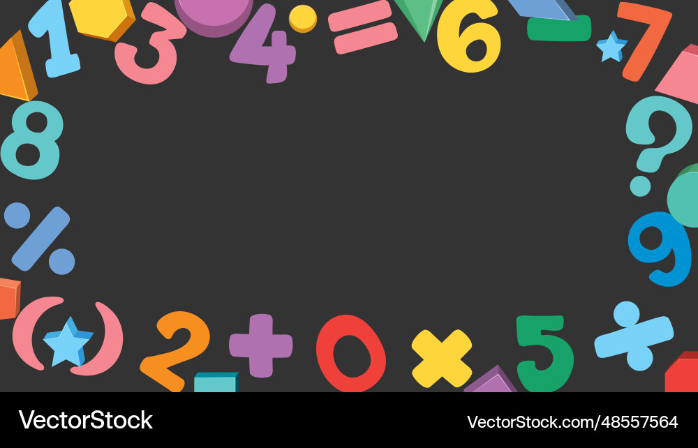 Math border on black background with number Math border on black background with number vector image