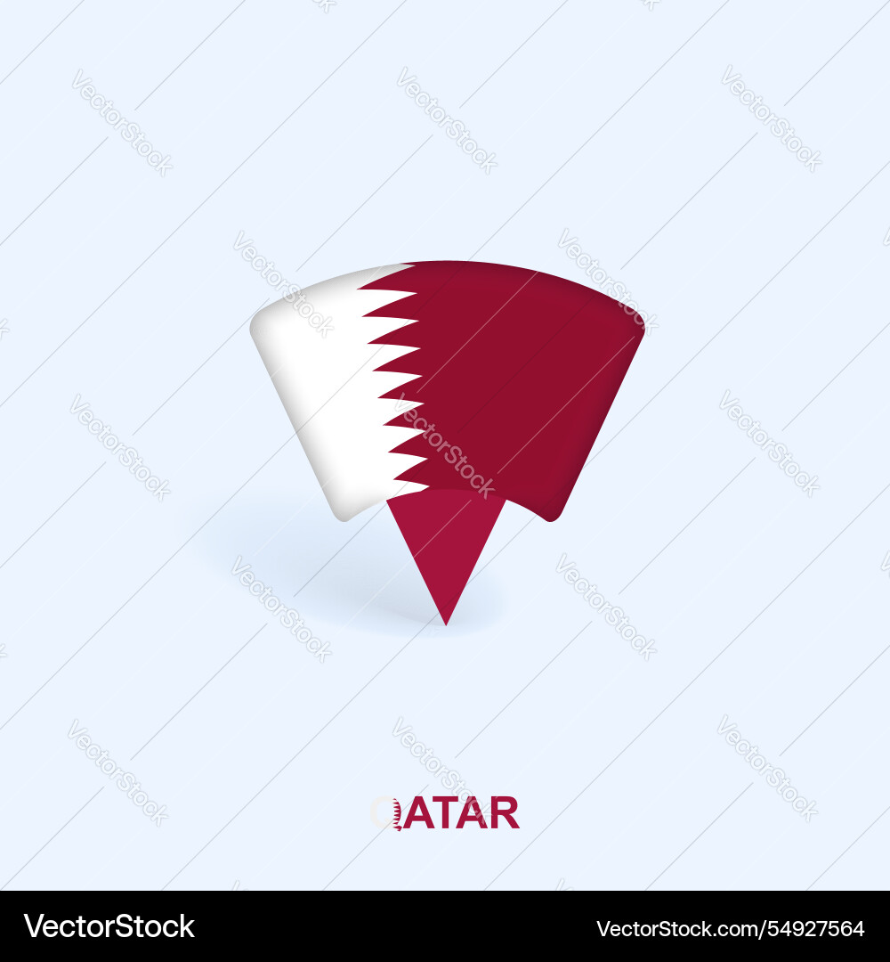 Qatar flag map pointer design with shadow vector image