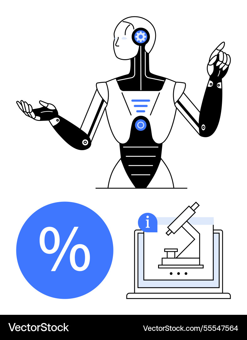 Robot gesturing with infographic elements Robot gesturing with infographic elements vector image