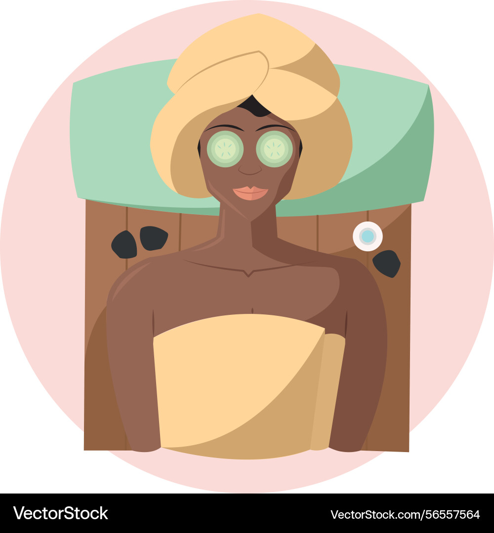 Spa client with cucumber mask Vector Image