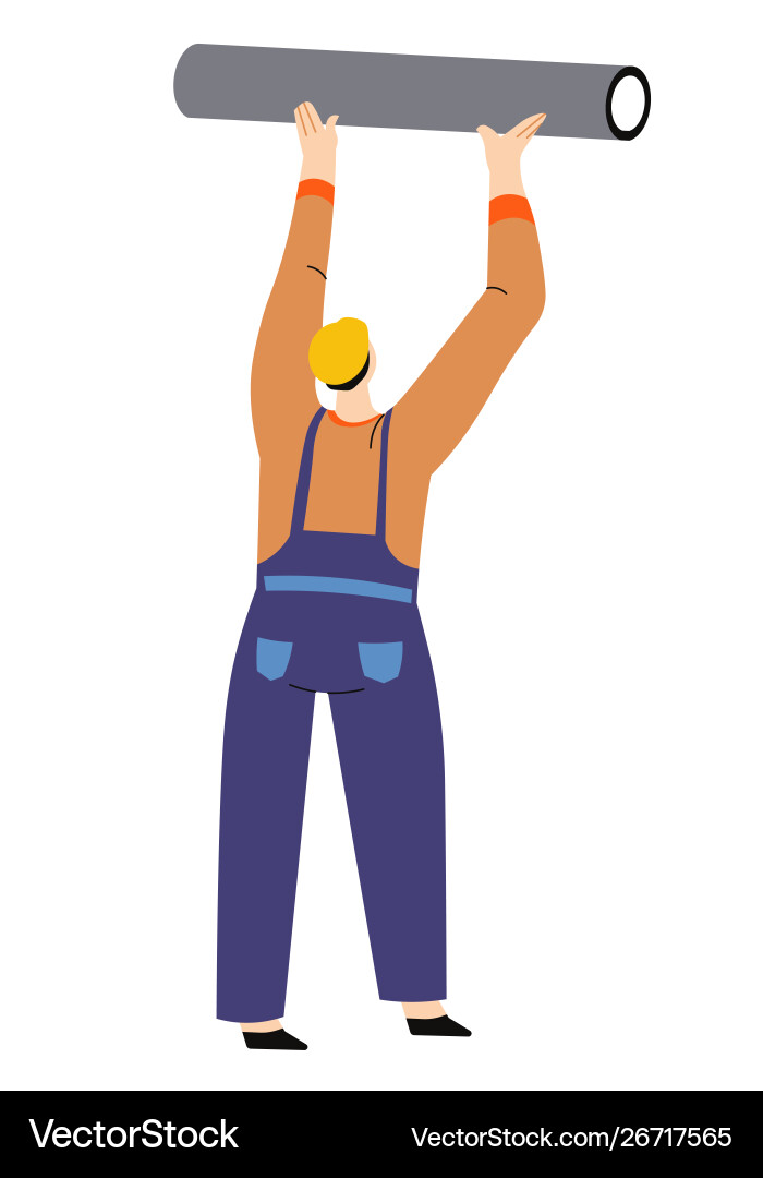 Building and installation works man in hardhat Building and installation works man in hardhat vector image