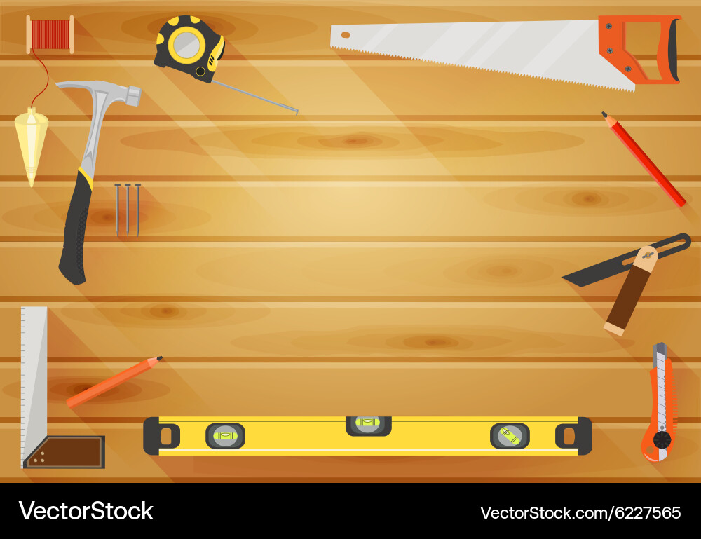 Carpenter tools flat background Royalty Free Vector Image