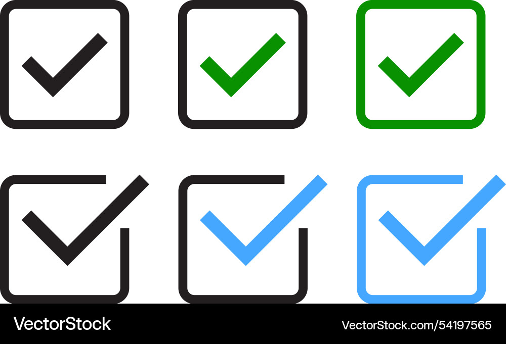 Checkmark icon set checkbox sign approved check vector image