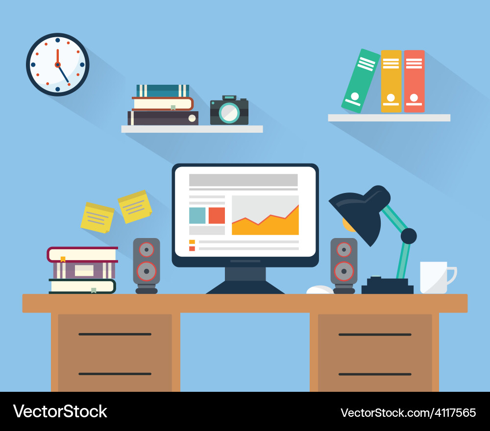 Modern Workspace Setup Vector Image