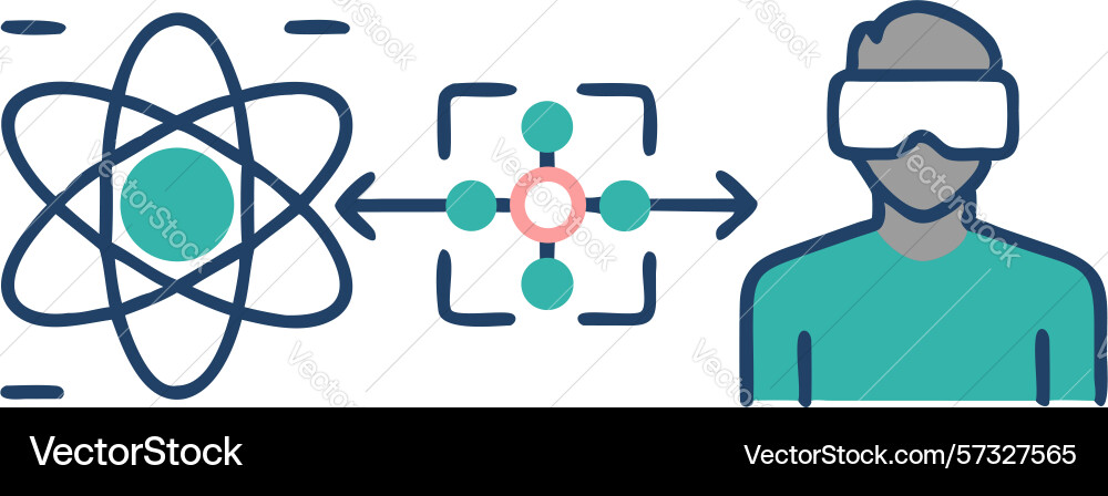 Quantum computing and virtual reality integration vector image