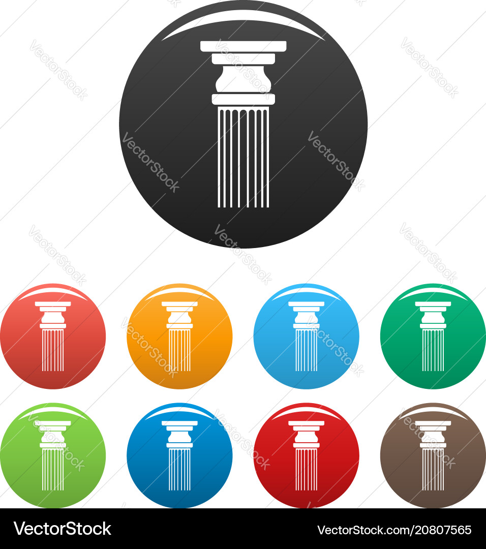 Rectangular column icons set color Rectangular column icons set color vector image