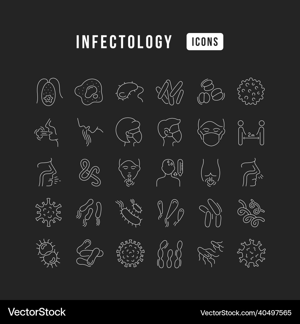 Set of linear icons infectology Set of linear icons infectology vector image