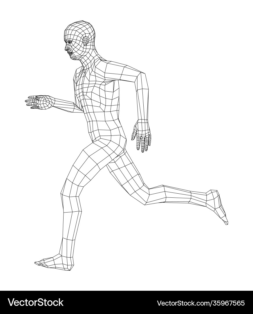 Wireframe running man Wireframe running man vector image