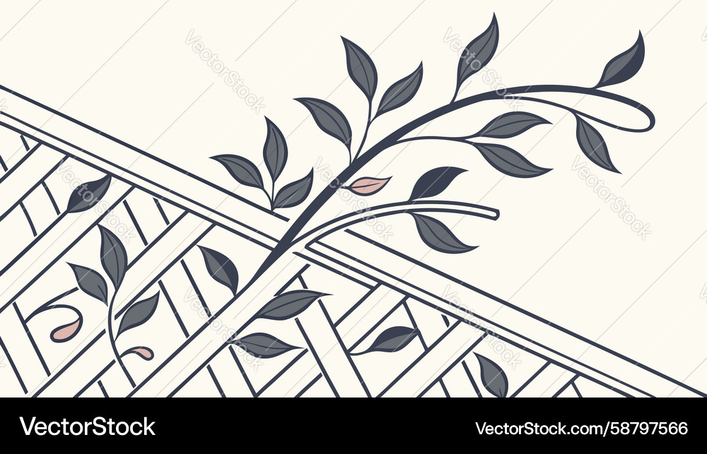 Abstract geometric pattern with branch motif Vector Image
