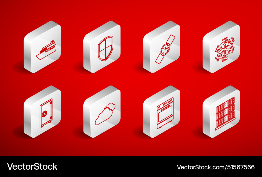Set line server data web hosting shield wrist Set line server data web hosting shield wrist vector image