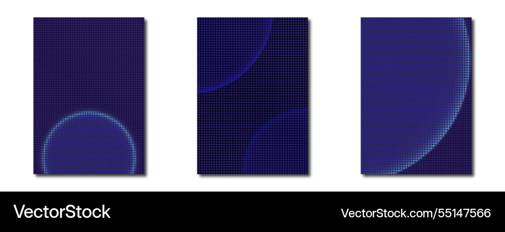 Set of dark blue halftone pattern with circle Set of dark blue halftone pattern with circle vector image