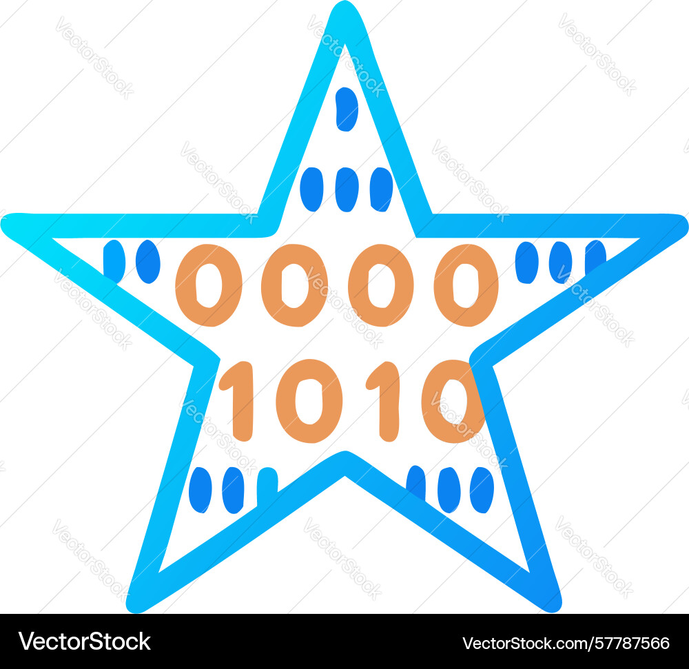 Star with binary code digital data icon design vector image