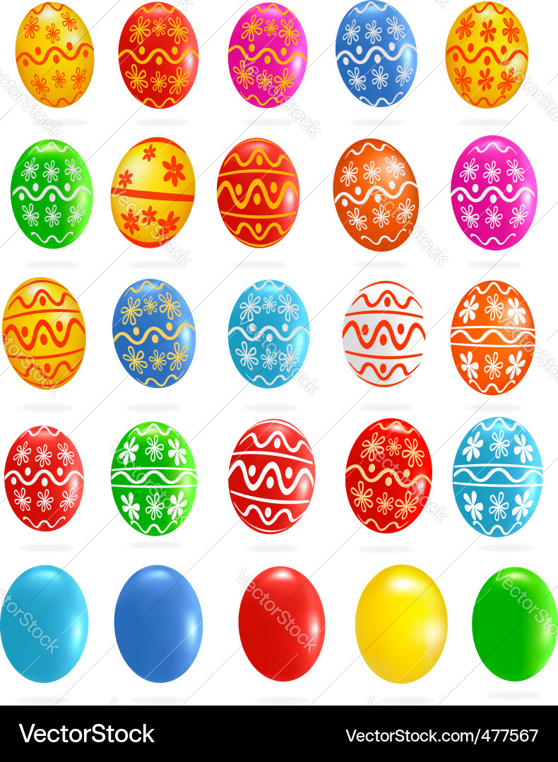 Collection of Colorful Easter Eggs Vector Image