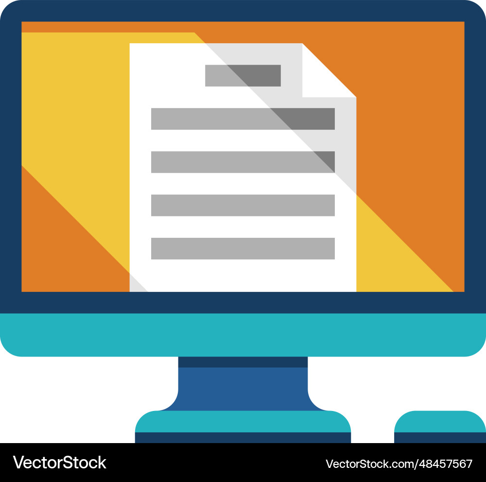 Computer display with document icon desktop Vector Image