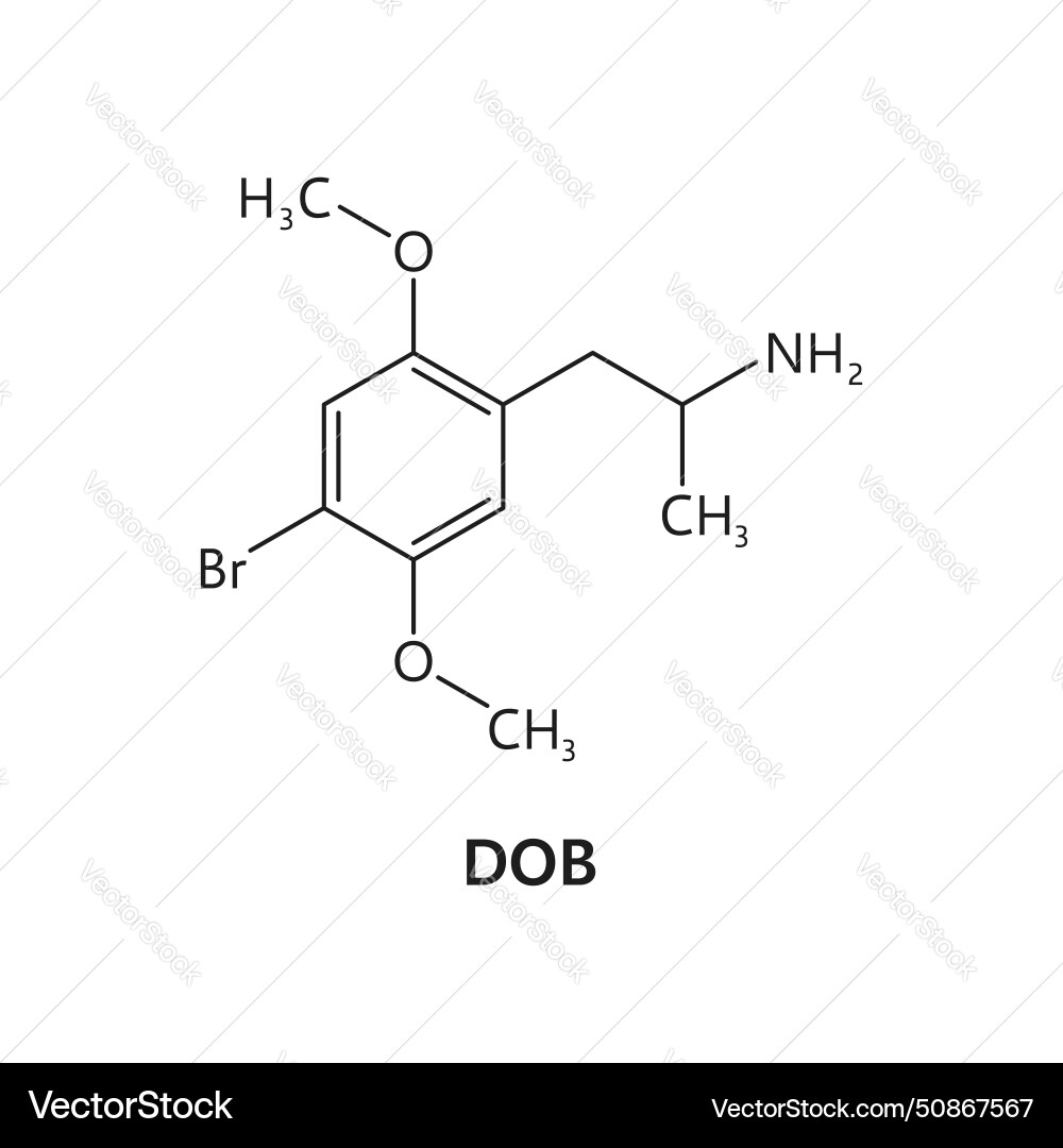 Dob-Drogenmolekül-Formel und chemische Struktur Dob-Drogenmolekül-Formel und chemische Struktur vektorbild