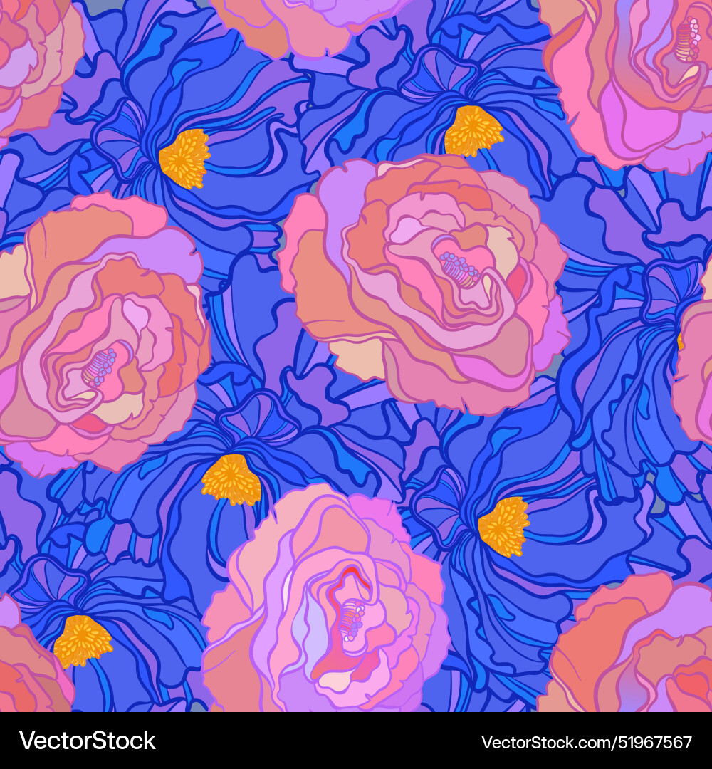 Floral seamless pattern rose background Royalty Free Vector