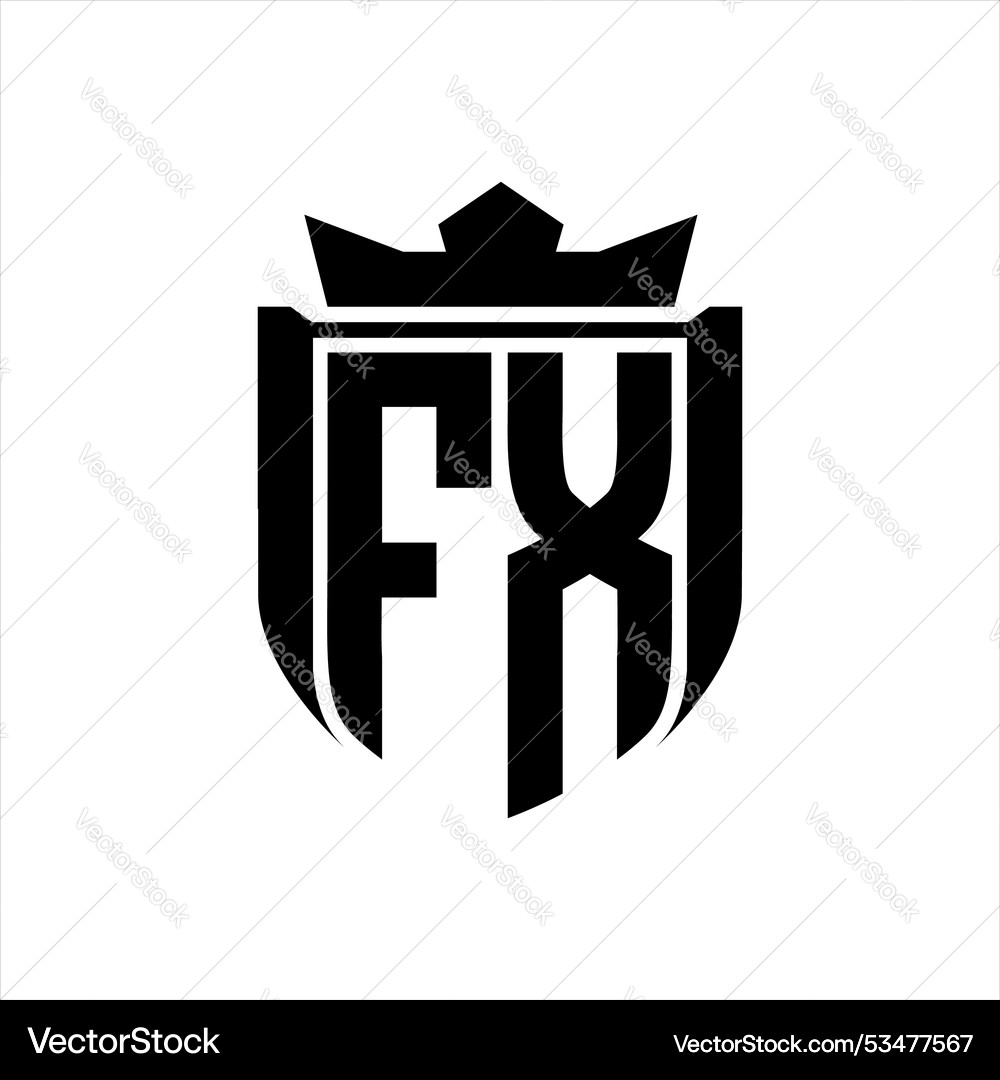 Fx logo with shield shape geeometric crown Vector Image