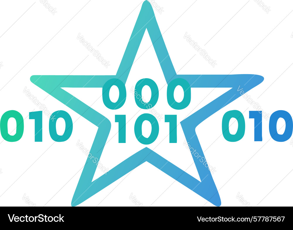 Green star with binary code digital identity vector image