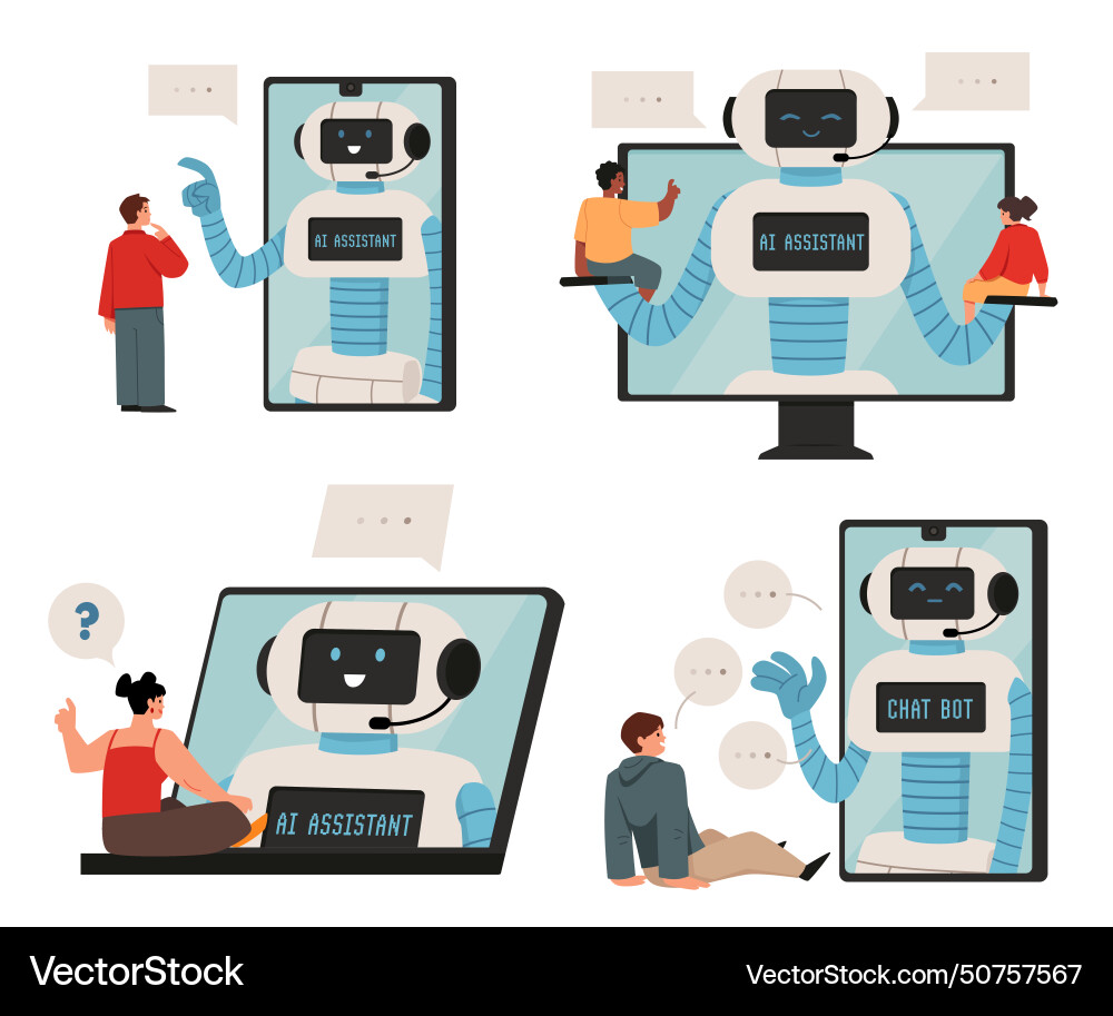 People use ai artificial intelligence robots vector image