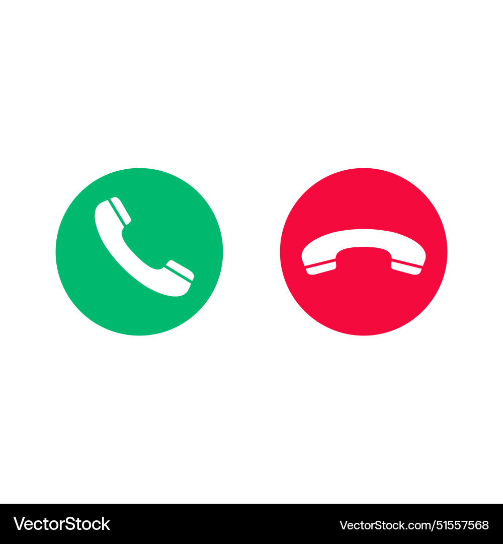 Answer decline phone call hang up red green button Vector Image