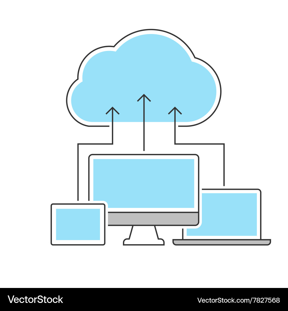 Cloud Computing Icons - Line Art vector image