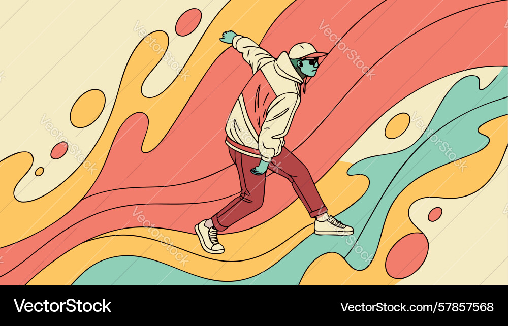 Energetic runner with flowing abstract fluid Vector Image