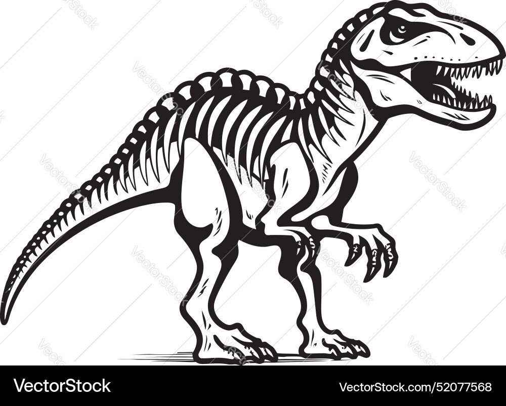 Fossilized tyrant dino skeleton logo design Vector Image