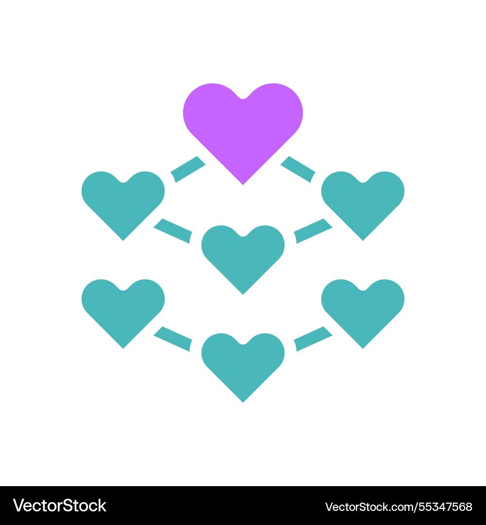 Heart hierarchy connection and network symbol Heart hierarchy connection and network symbol vector image