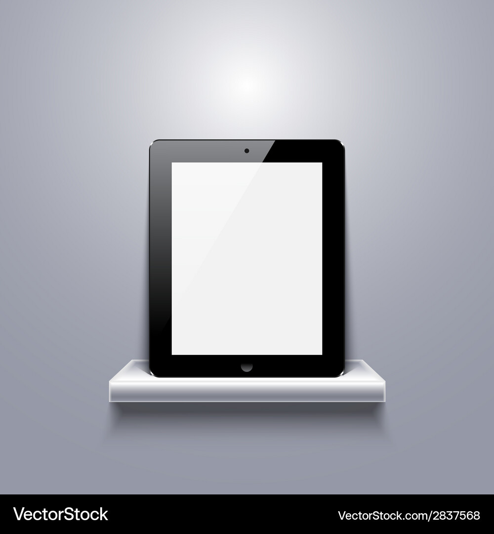 Modern computer tablet on shelf Vector Image