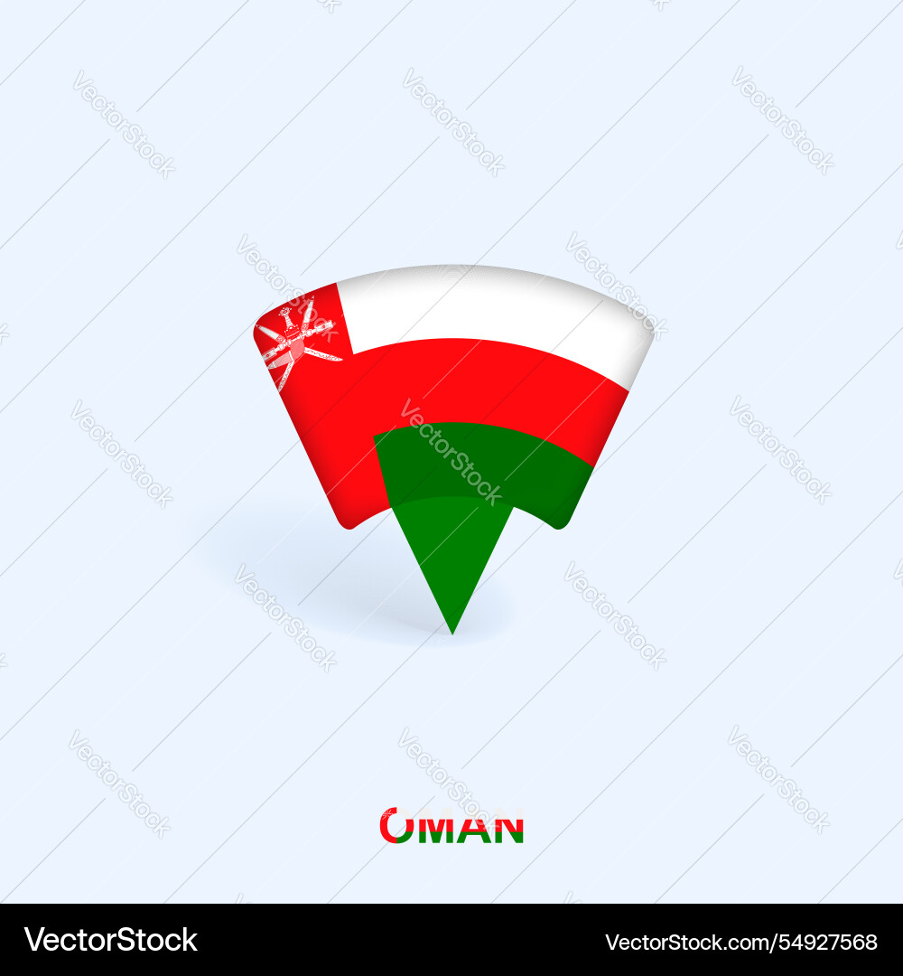 Oman flag map pointer design with shadow vector image