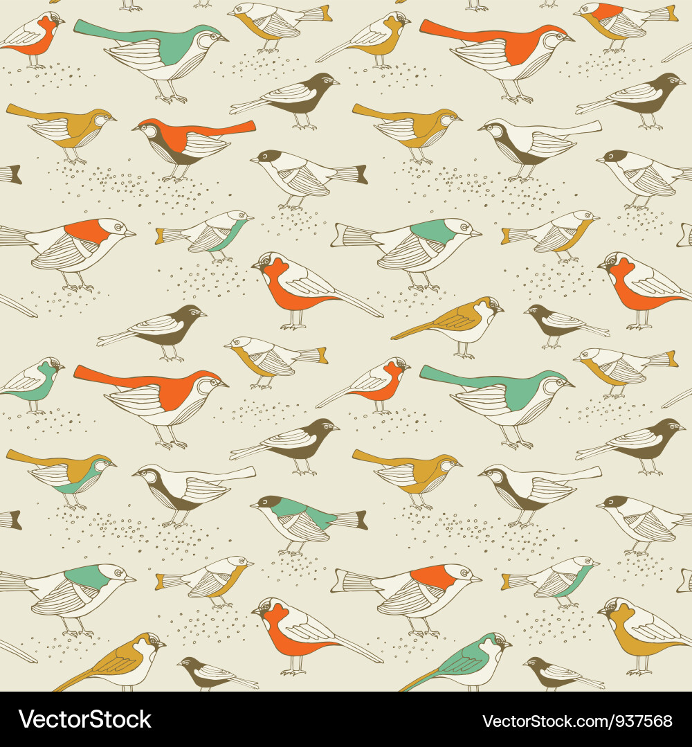 Retro Sparrow Pattern Vector Image
