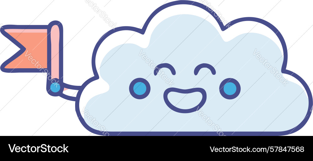 Smiling cloud with waving flag icon design Vector Image