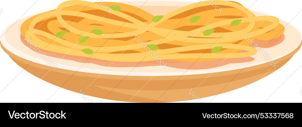 Steaming hot plate of spaghetti with basil pesto Steaming hot plate of spaghetti with basil pesto vector image