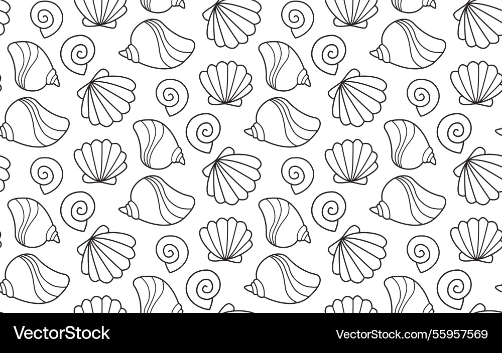 Background with sea shells of various shapes Vector Image