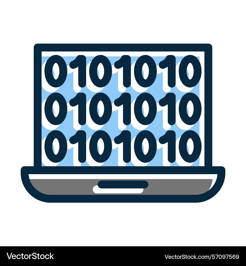 Binary code thick line filled dark colors icons vector image