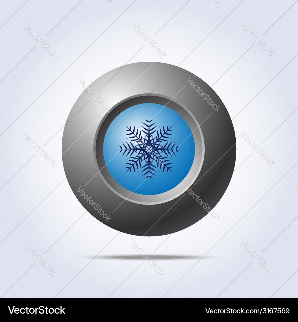 Blue button with snowflake icon Vector Image