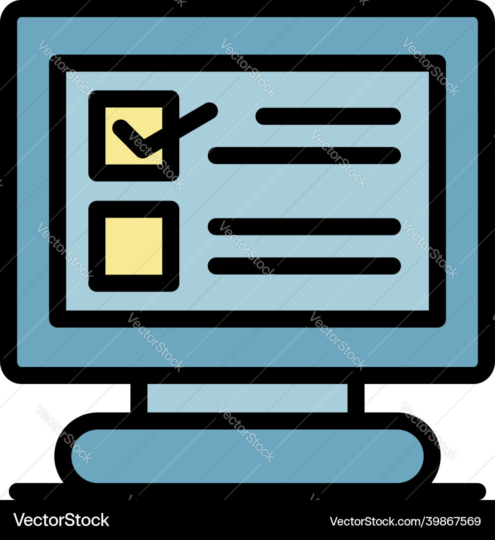 Computer test icon color outline vector image