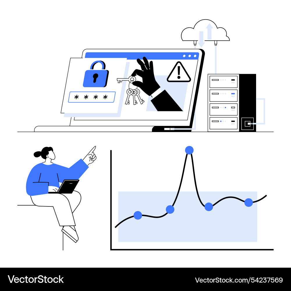 Cybersecurity visualization with data analytics Cybersecurity visualization with data analytics vector image