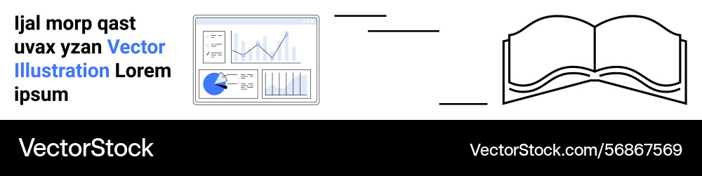 Data analytics and book knowledge merge Vector Image