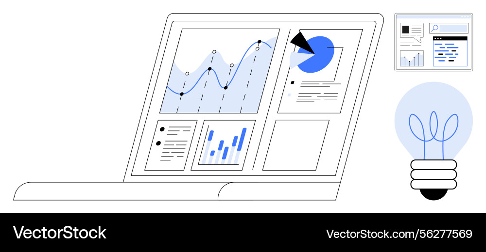 Data analytics dashboard displaying charts Vector Image