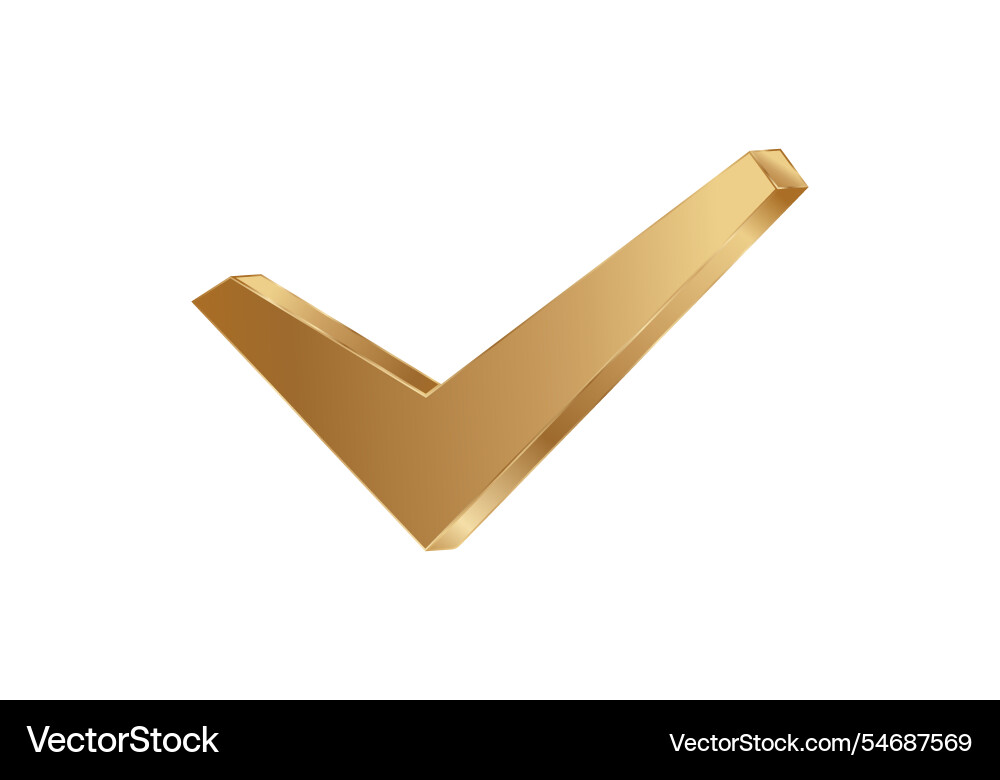 Golden check mark icon for confirming tasks Vector Image