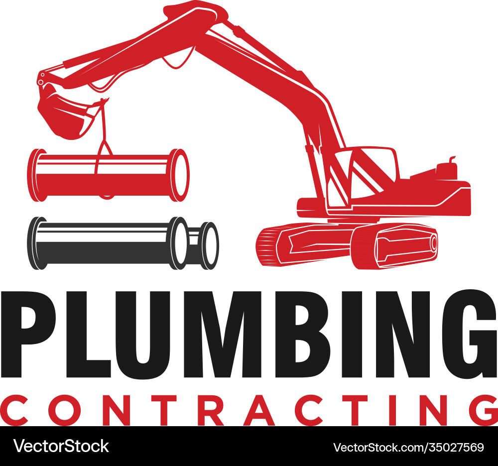 Industrial Plumbing Excavator Logo Vector Image