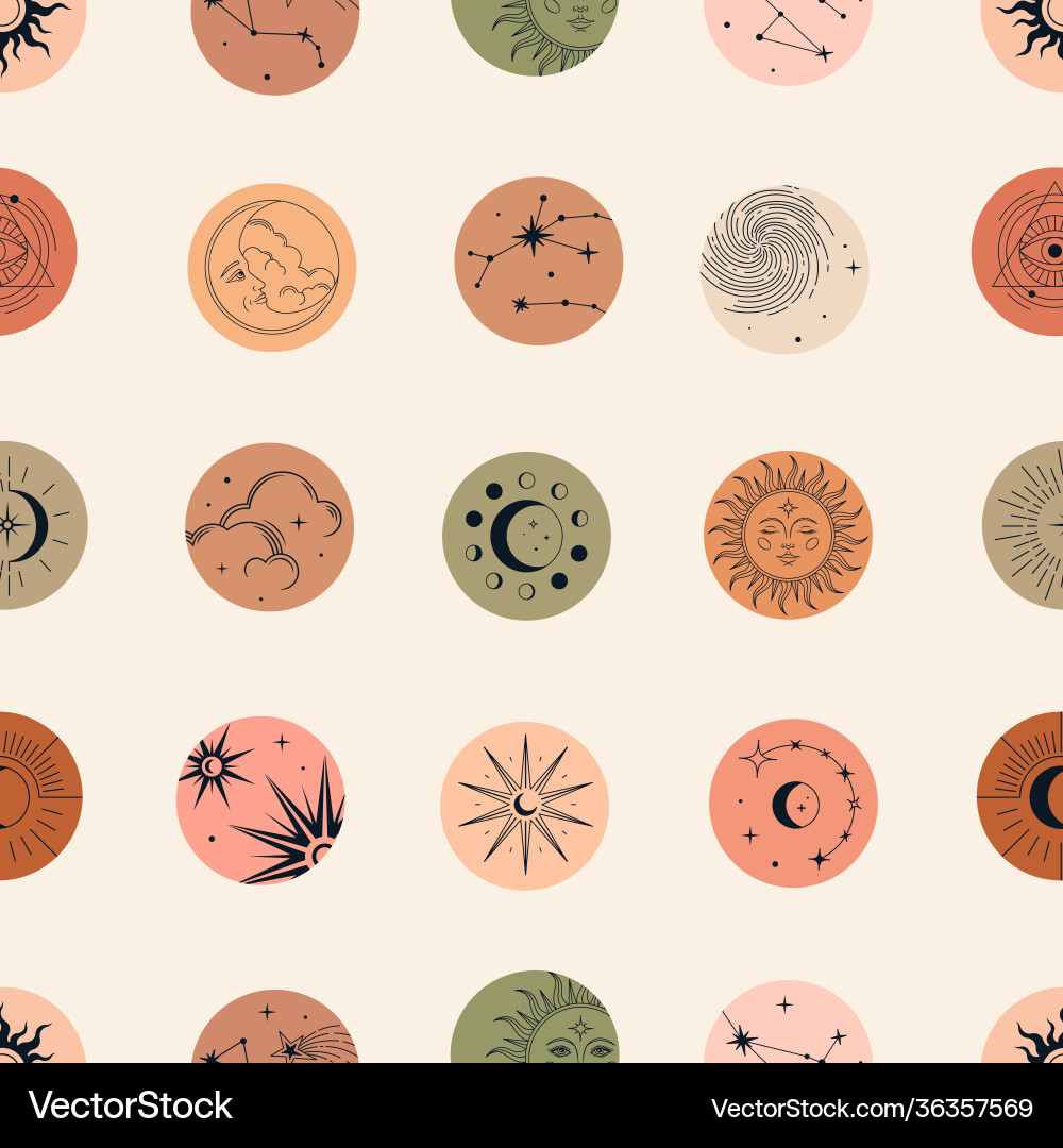Magic seamless pattern with constellations Magic seamless pattern with constellations vector image