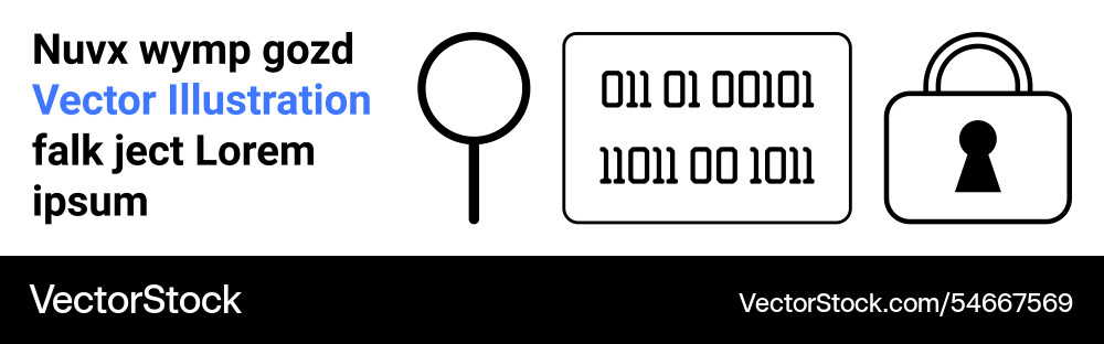 Magnifying glass binary code and lock vector image