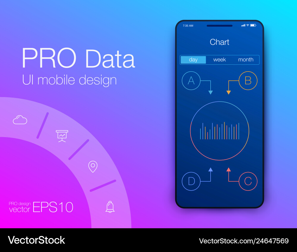 Mobile phone application for analytics stock Vector Image