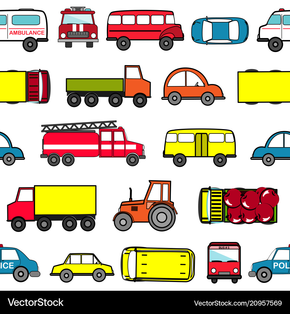 Niedlicher nahtloser Hintergrund mit Cartoon Autos Niedlicher nahtloser Hintergrund mit Cartoon Autos vektorbild