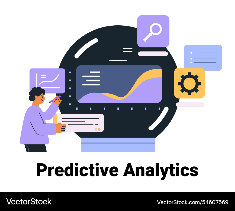 Predictive analytics data analysis concept Predictive analytics data analysis concept vector image