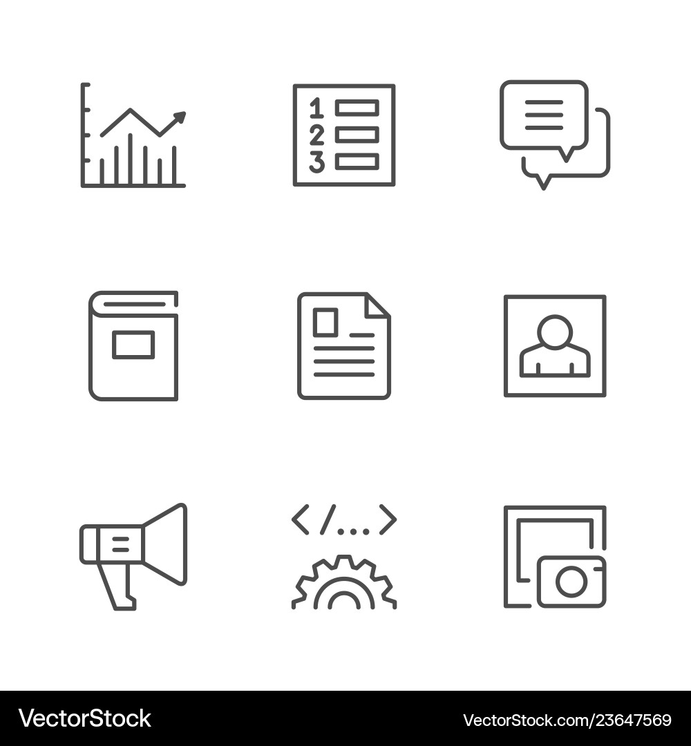 Set line icons of web content Set line icons of web content vector image