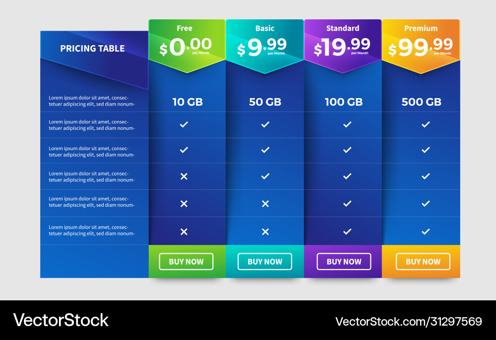 Ui user interface price list 14 Ui user interface price list 14 vector image